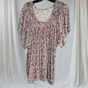 Style & Co. Red and White Floral Blouse